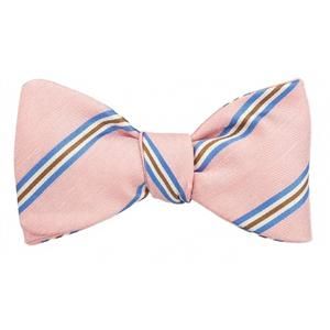 NEW R. HANAUER men's stripe bow tie in pink/blue/tan